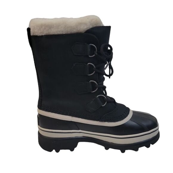 Black/Stone - Sorel Women's Caribou Insulated Lace Up Removable Felt Liner Winte - Picture 4 of 6